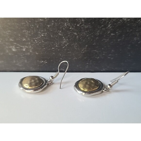 Two Toned Dangling Pierced Earrings Vintage - Picture 6 of 10